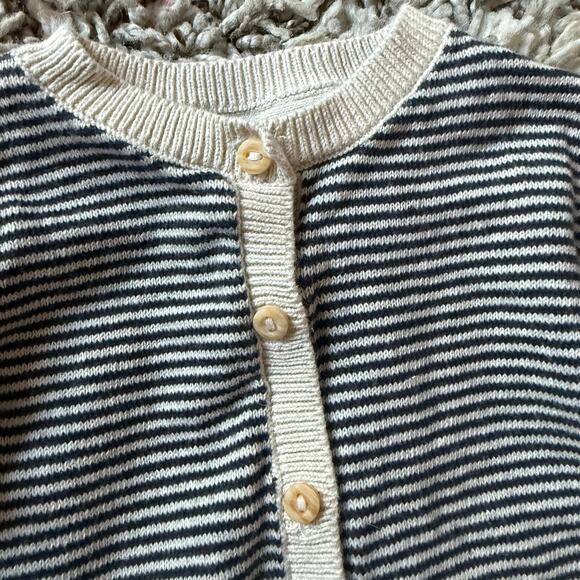 H&M Newborn Baby Cotton Sweater Set Outfit Black Stripe Cardigan Pants Newborn - Picture 5 of 8